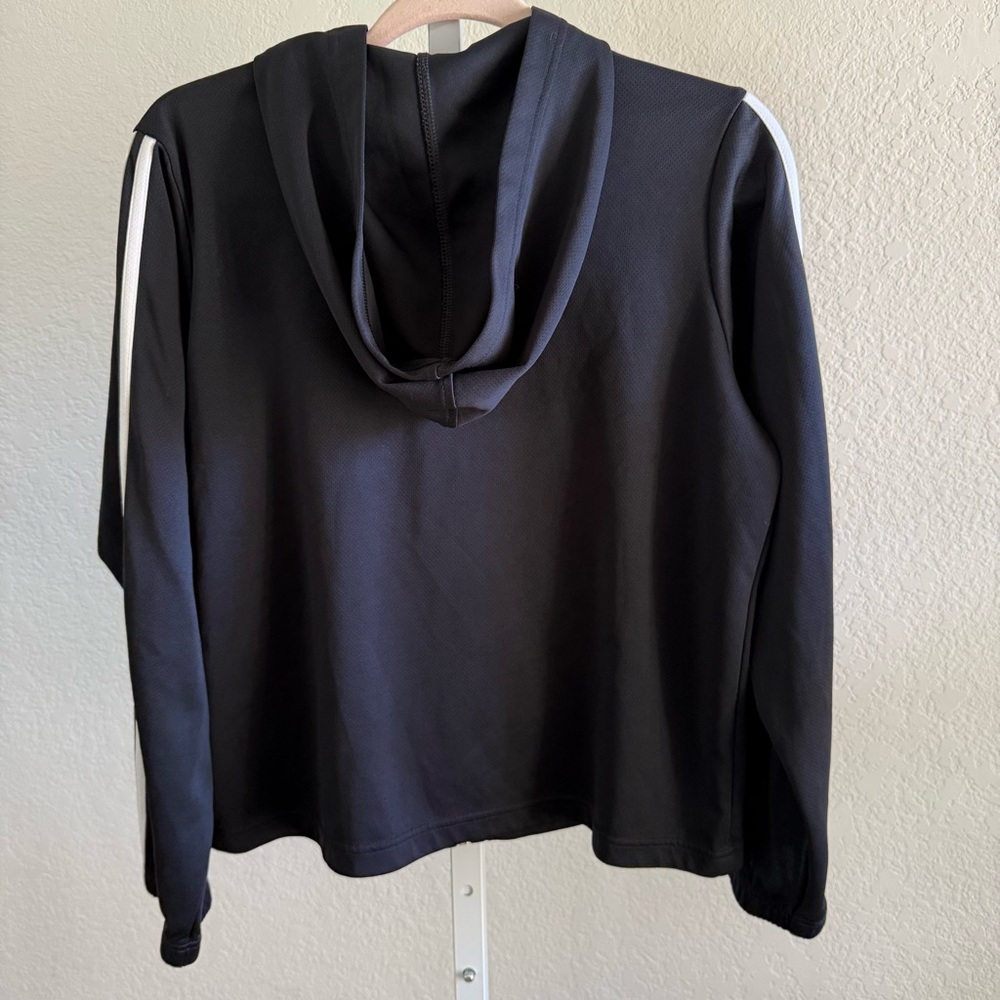 Adidas Women's XL Black 3-Stripes Full Zip Hoodie Jacket Athleisure Streetwear - Picture 8 of 14